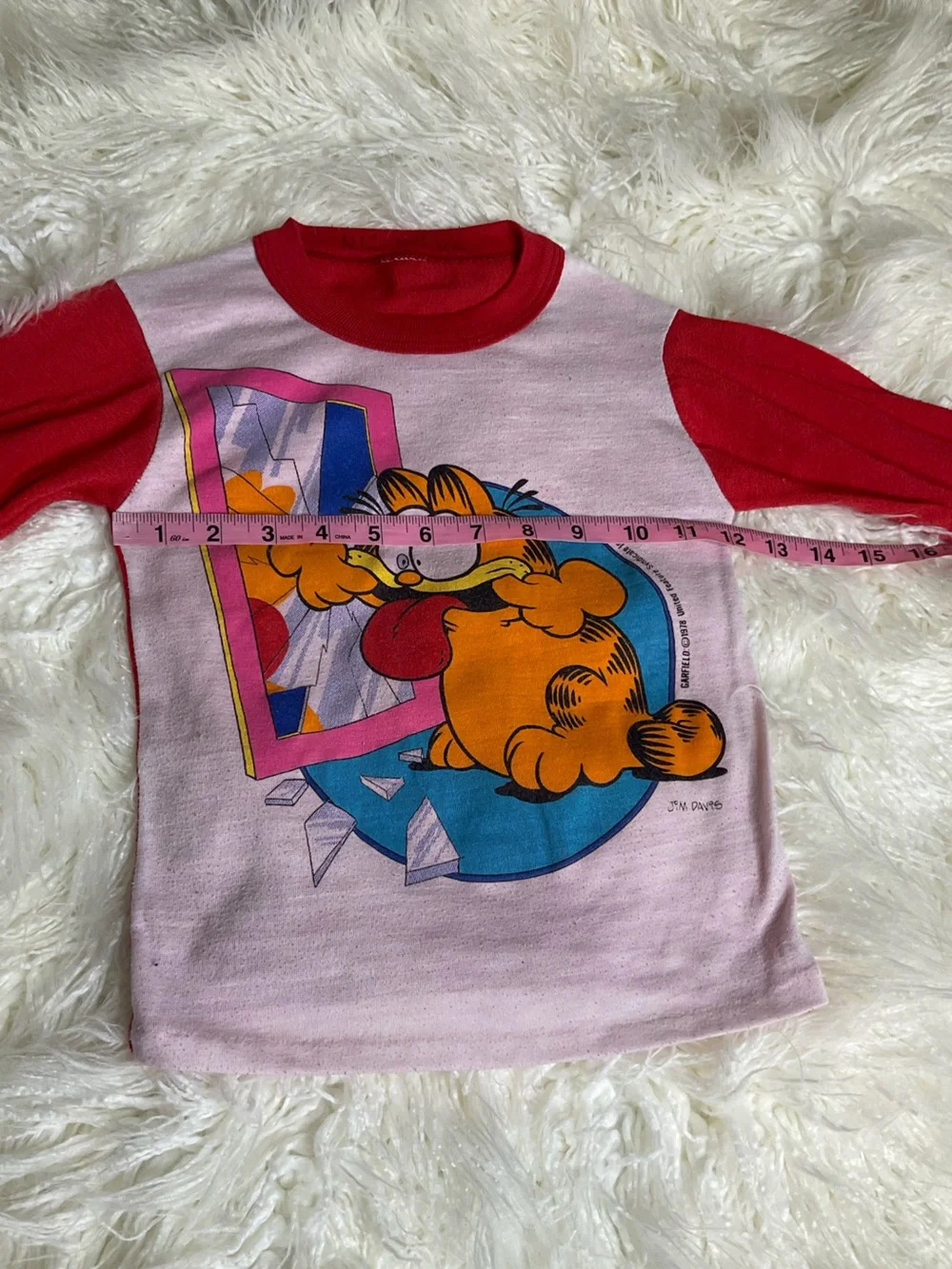 70’s Vintage Garfield Long Sleeve Pajama Top Kids Size 5 6 Jim Davis Comic Cat
